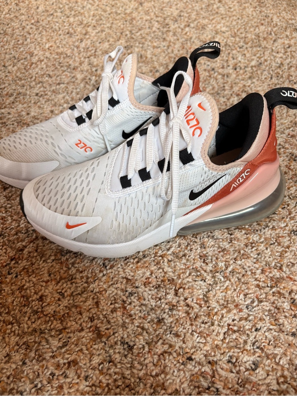 Nike Air Max 270 Women’s Sneakers - White & Peach Orange - Picture 2 of 8